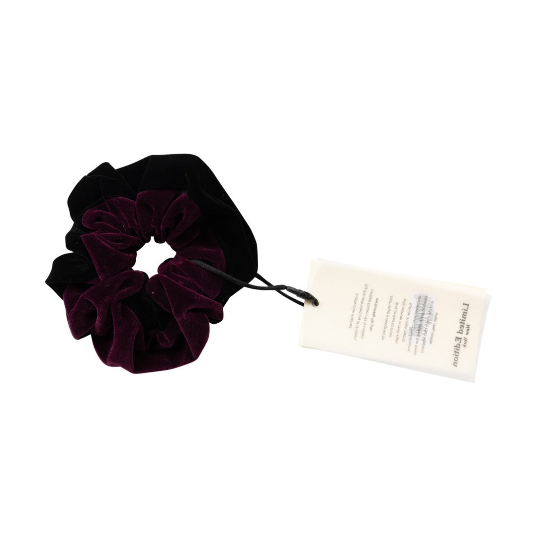 Two Tone Velvet Scrunchie - Burgundy And Black