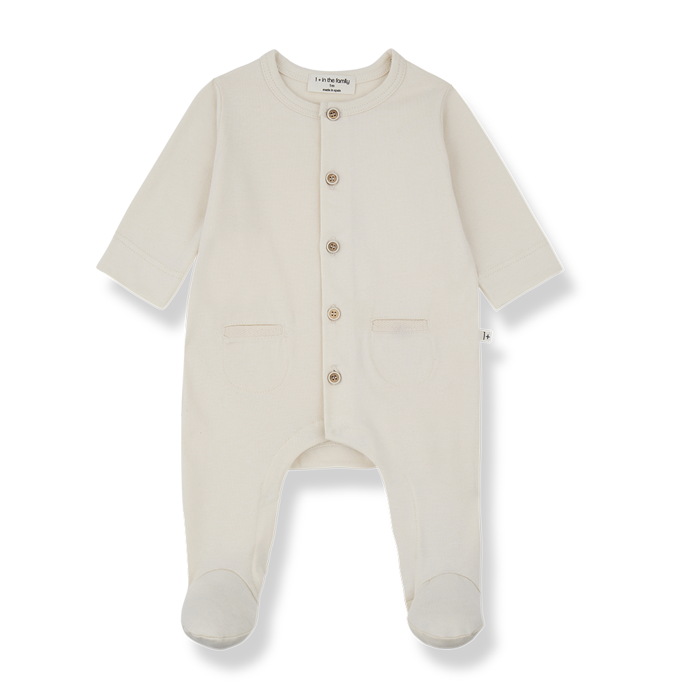 Rennes Jumpsuit With Feet And Hat - Ecru