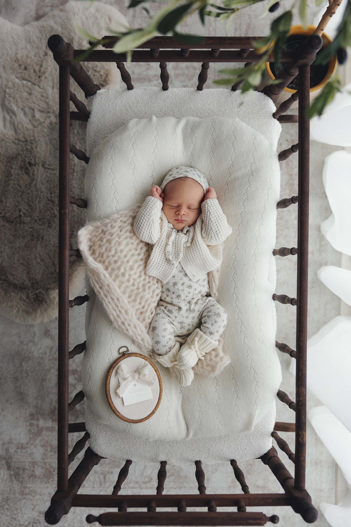 Garden Cluster Print Layette Set - Cream/Blue