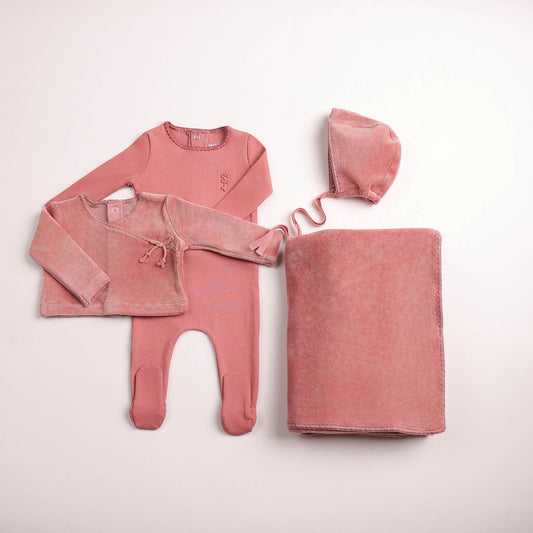 Classic Stitch Wrap 3pc Set - Dusty Pink