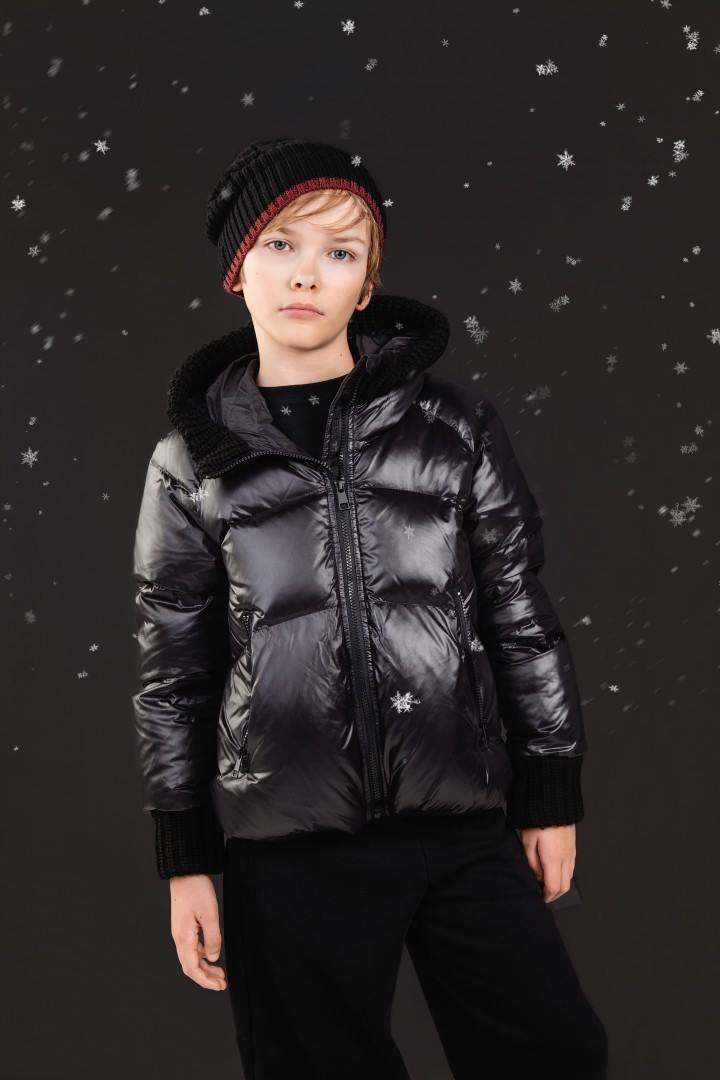 Knit Hood Puffer — Black
