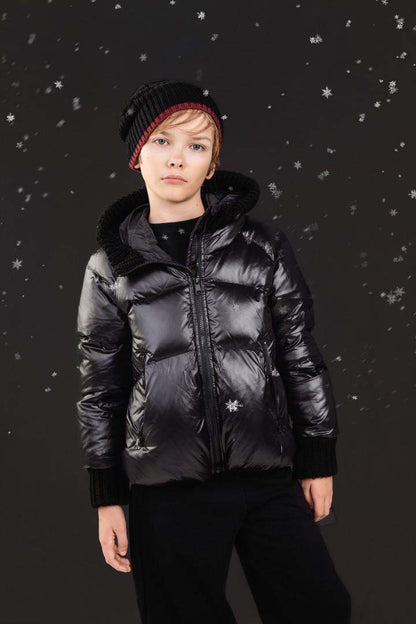 Knit Hood Puffer — Black
