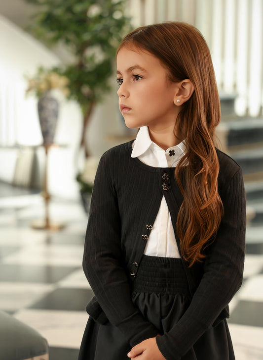Pointelle Cardigan - Black