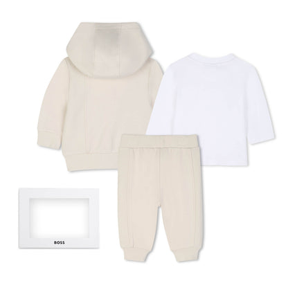 3pc Tracksuit + Tee With Logo J53304 - Beige