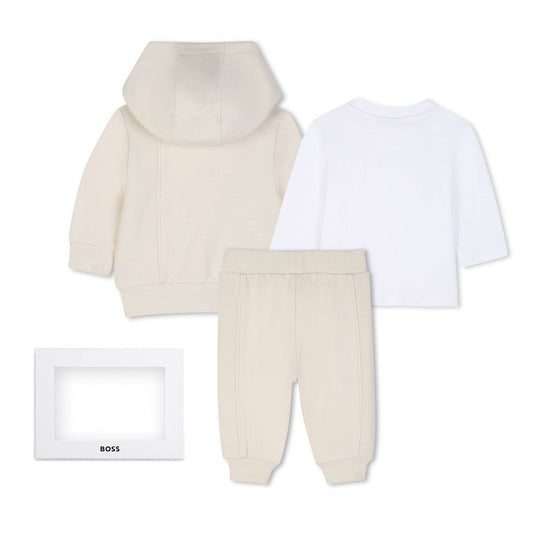 3pc Tracksuit + Tee With Logo J53304 - Beige