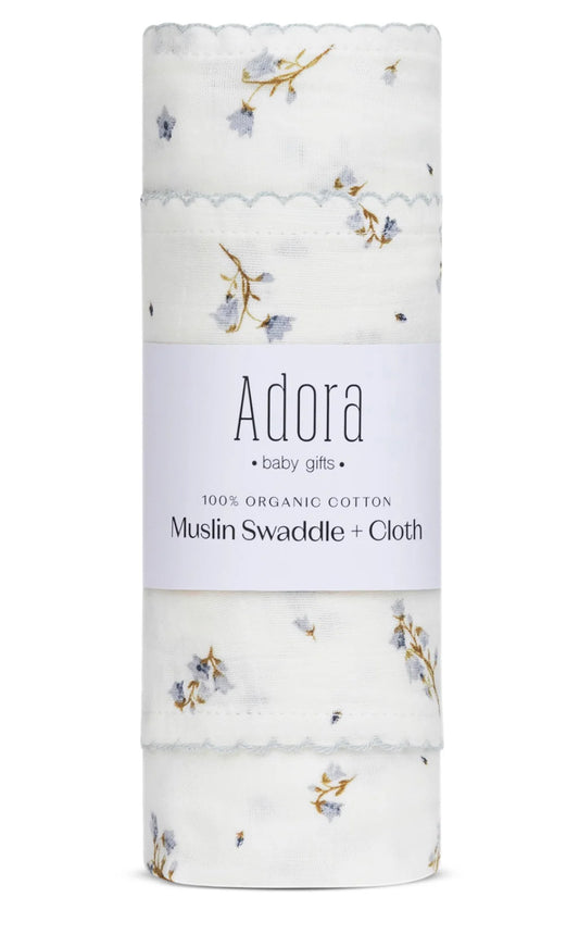 Floral Boys Swaddle + Cloth