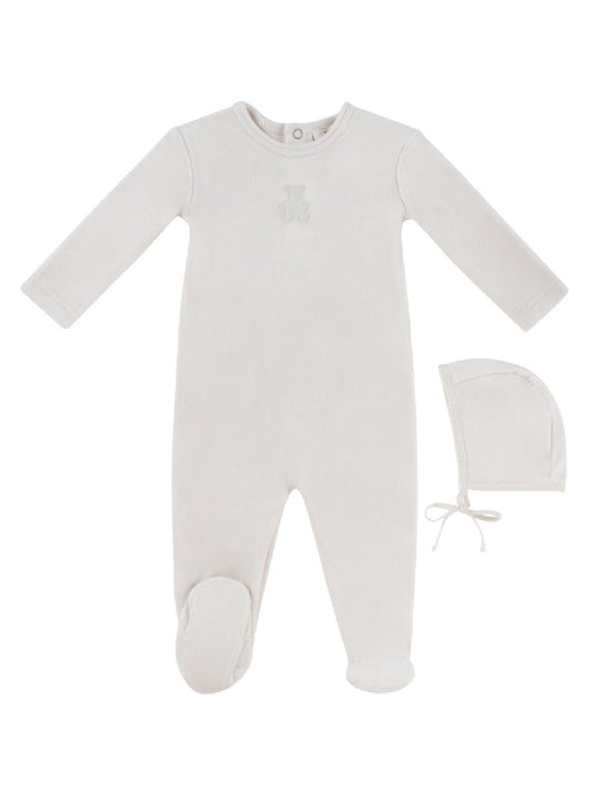 Petit Ours Footie & Hat Set - Stone