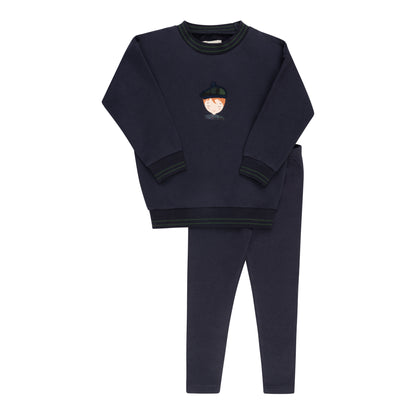 French Terry Scottish 2 Pc Set - Navy