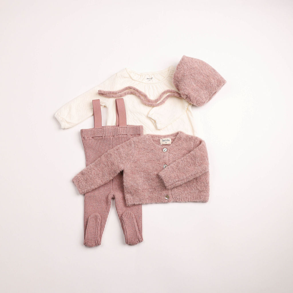 Textured Wool Ensemble-Old Rose