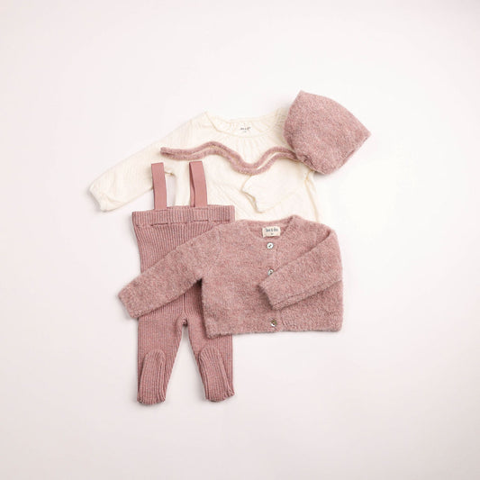 Textured Wool Ensemble-Old Rose