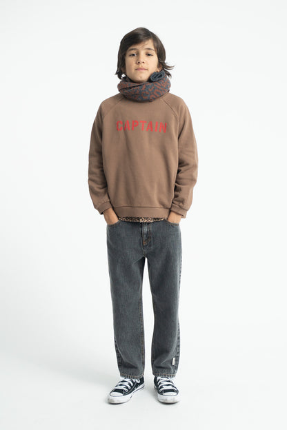 Sweatshirt (FLP2606A) - Brown W/ Piupiuchick Print