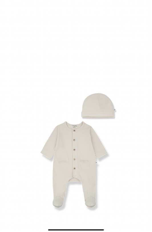Rennes Jumpsuit With Feet And Hat - Ecru