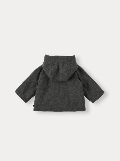 Wool Hooded Coat - Charcoal