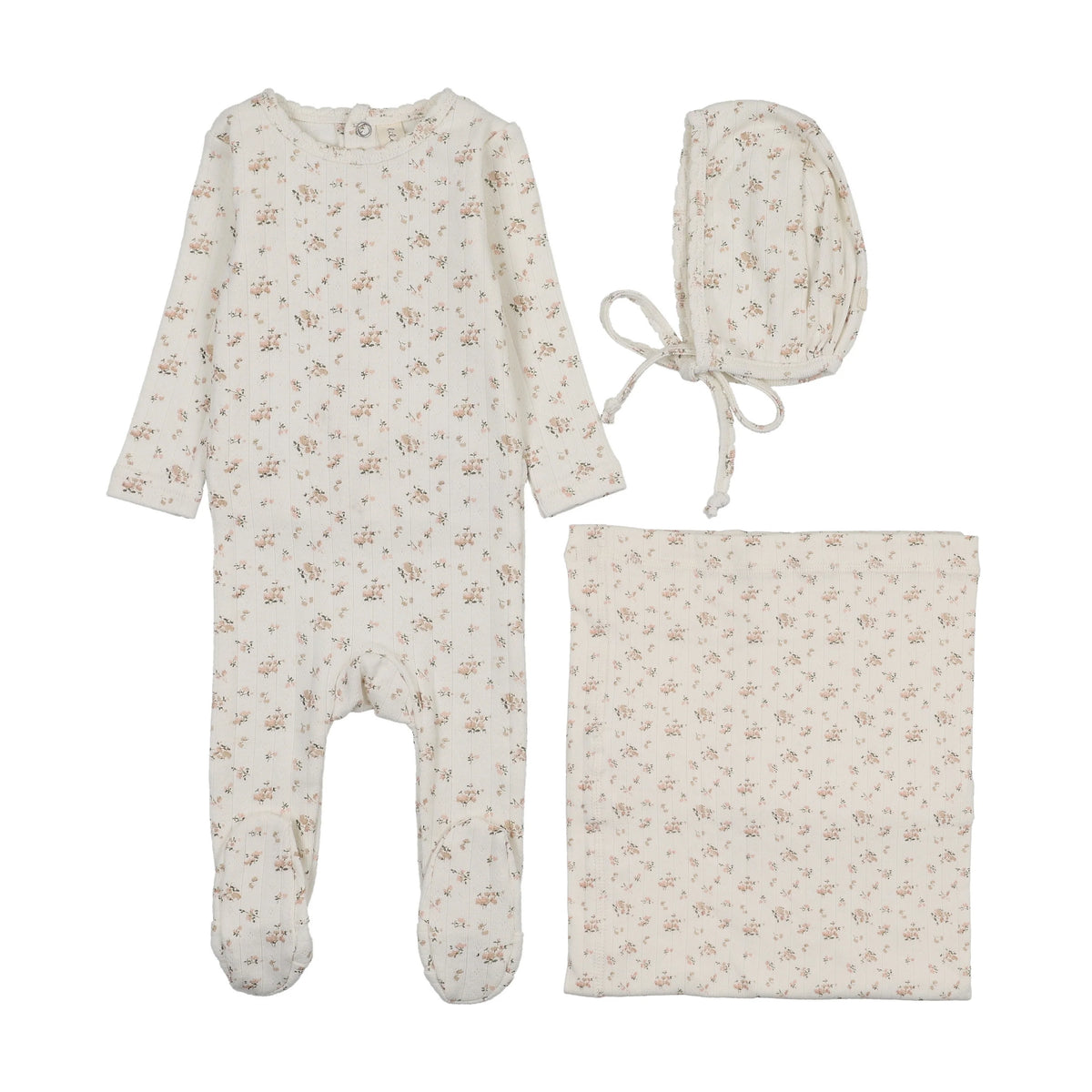 Garden Cluster Print Layette Set - Cream/Pink