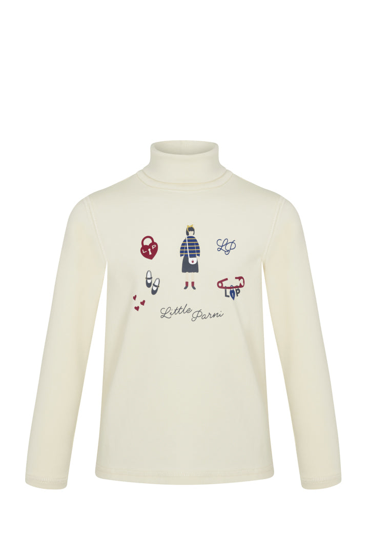 Printed Turtle Neck - Ivory