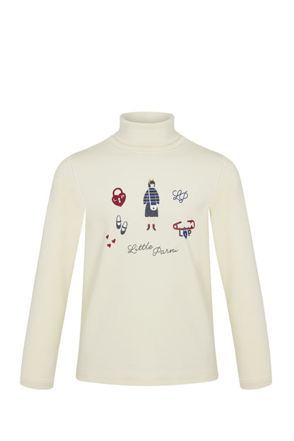 Printed Turtle Neck - Ivory