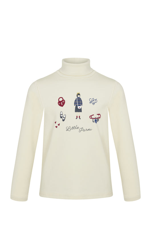 Printed Turtle Neck - Ivory