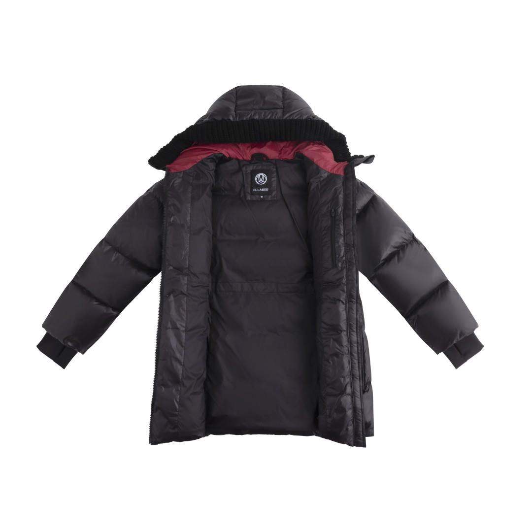 Long Jacket Knit Hood — Black