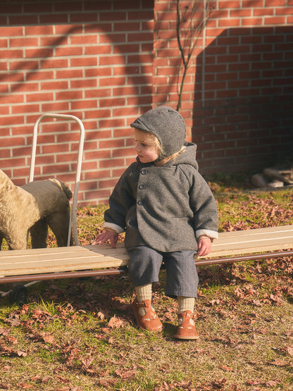 Wool Hooded Coat - Charcoal