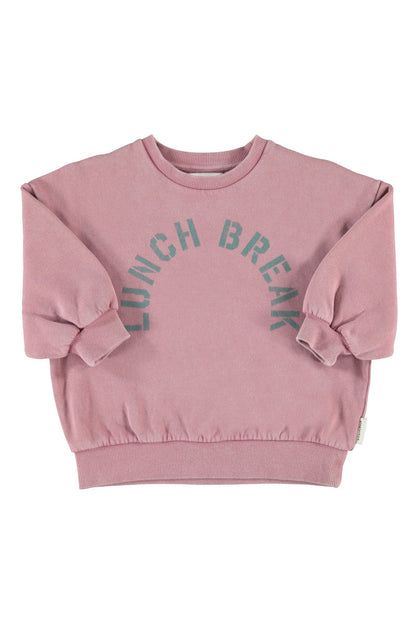 Oversized Sweatshirt (FLP2607) - Pink W/ Lunch Break Print