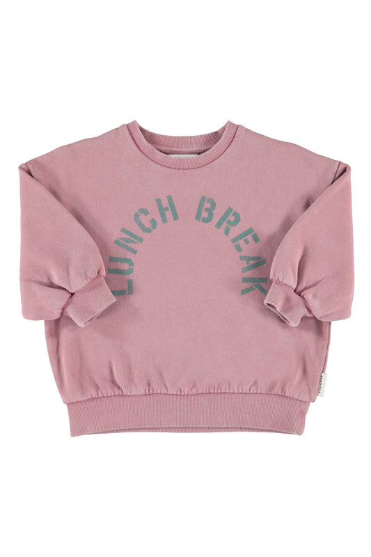 Oversized Sweatshirt (FLP2607) - Pink W/ Lunch Break Print