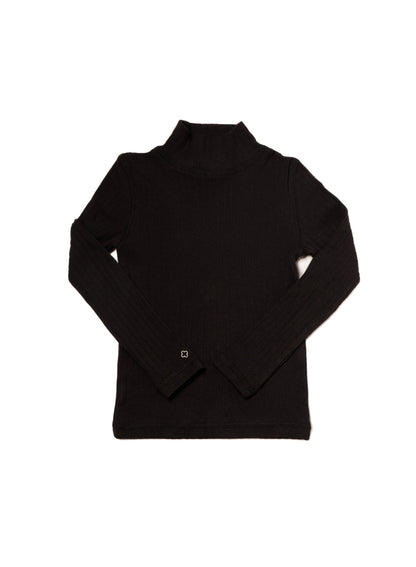Pointelle Turtleneck - Black