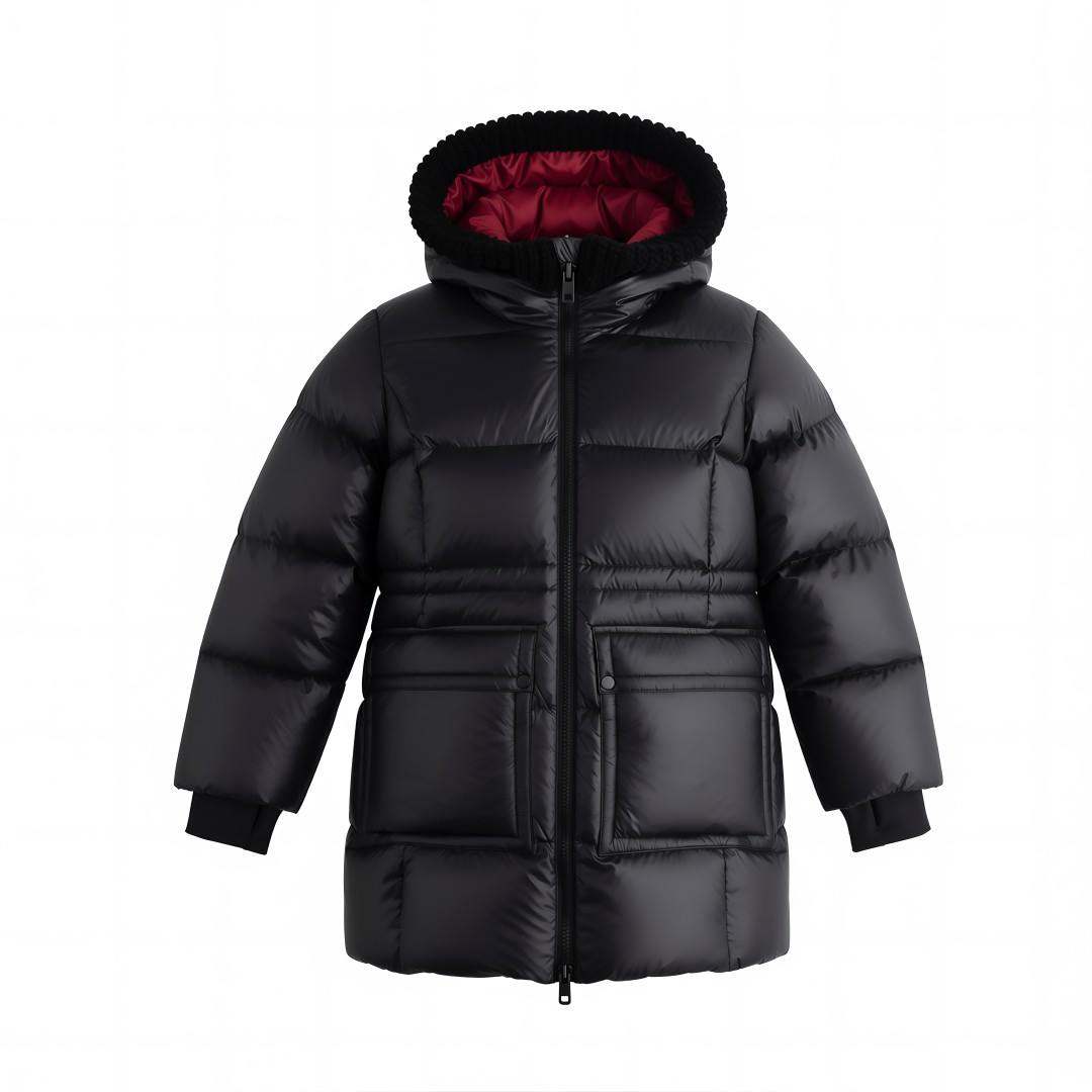 Long Jacket Knit Hood — Black