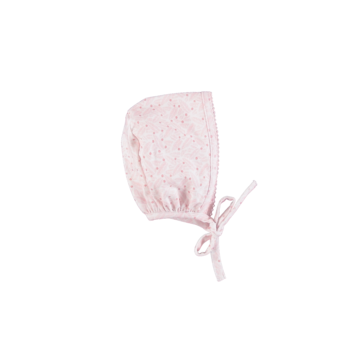 Idra Overall And Bonnet - Pink Leaves