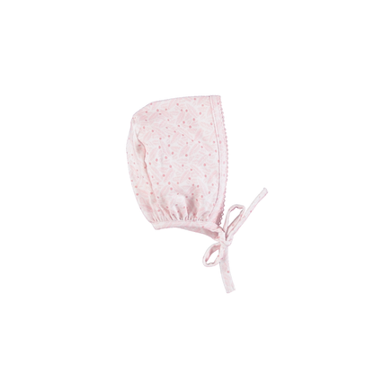 Idra Overall And Bonnet - Pink Leaves
