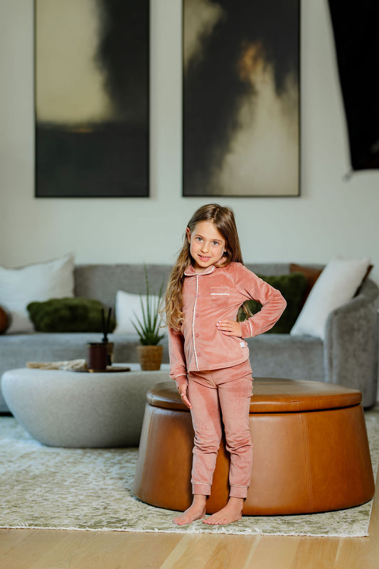 Velour Grandpa PJ - Pink