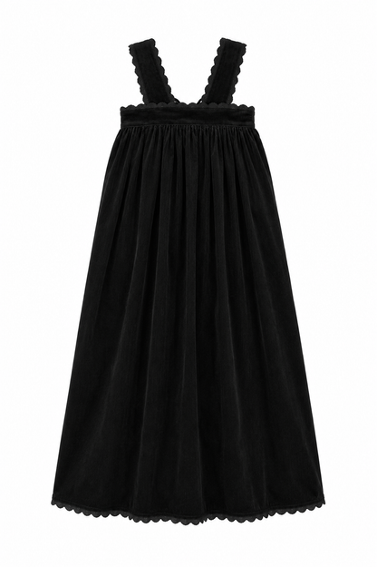 Maxi Robe With Ric Rac Trim - Black