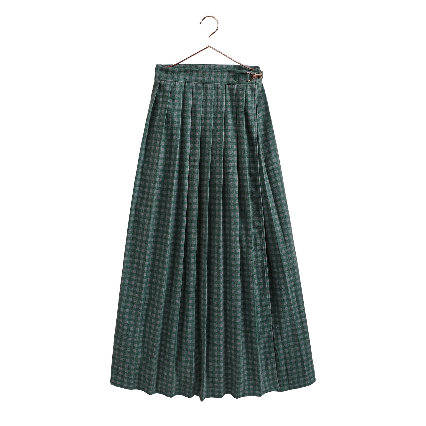 Rowan Gingham Maxi Wrap Skirt - Gray/Green