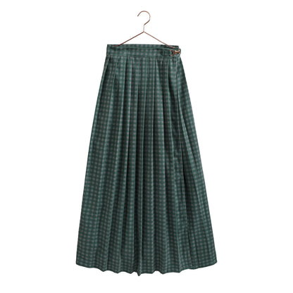 Rowan Gingham Maxi Wrap Skirt - Gray/Green