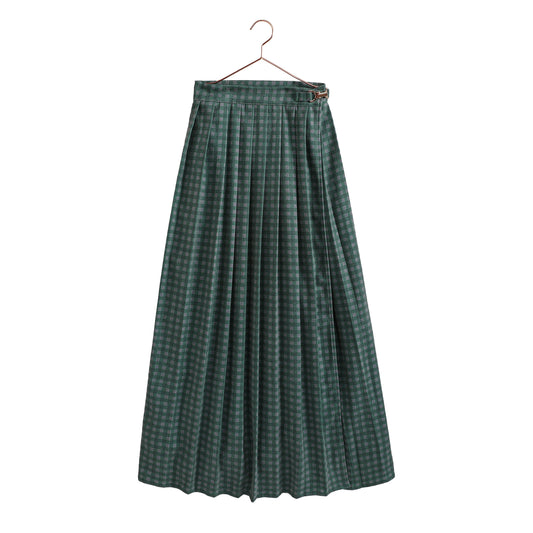 Rowan Gingham Maxi Wrap Skirt - Gray/Green