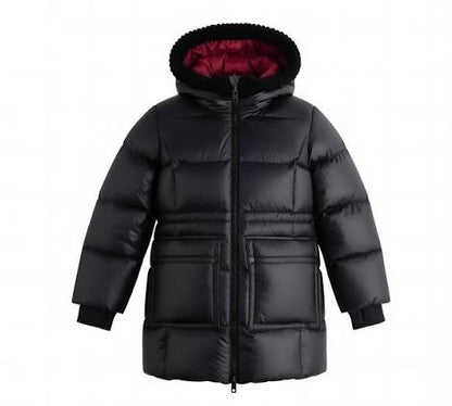 Long Jacket Knit Hood — Black