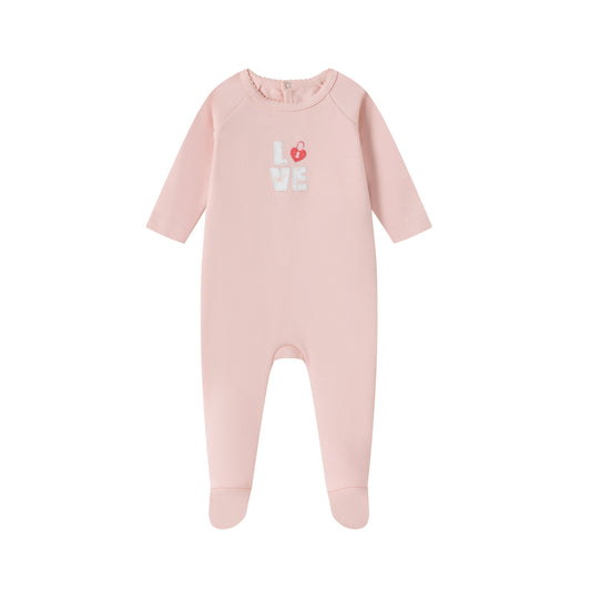 Love Patchwork Footie/Hat - Pink