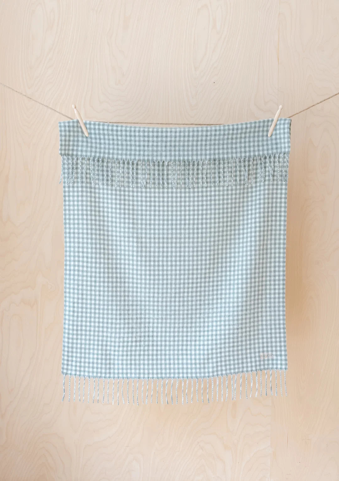 Lambswool Baby Blanket - Sage Gingham