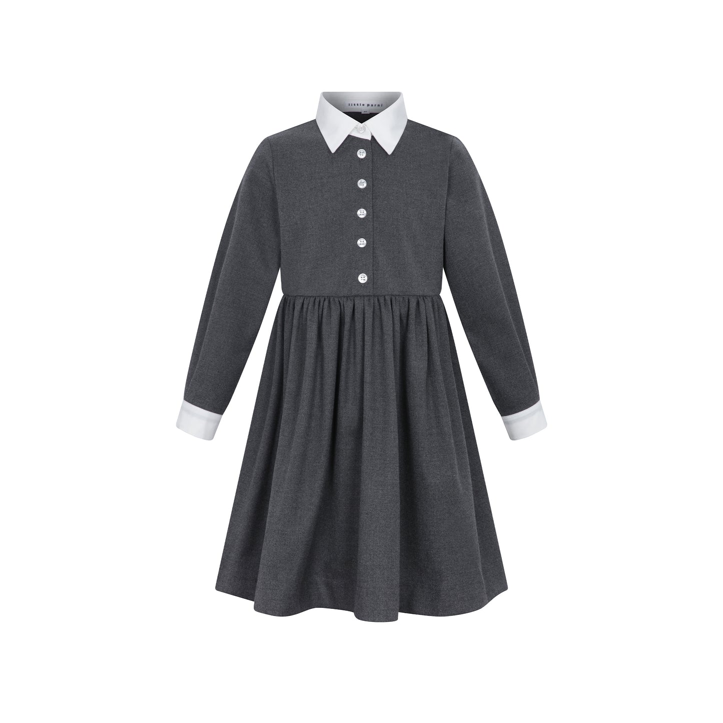 White Collared Dress - Grey