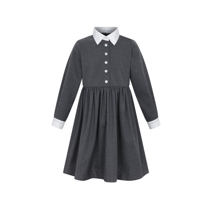 White Collared Dress - Grey