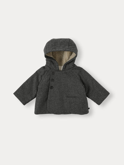 Wool Hooded Coat - Charcoal