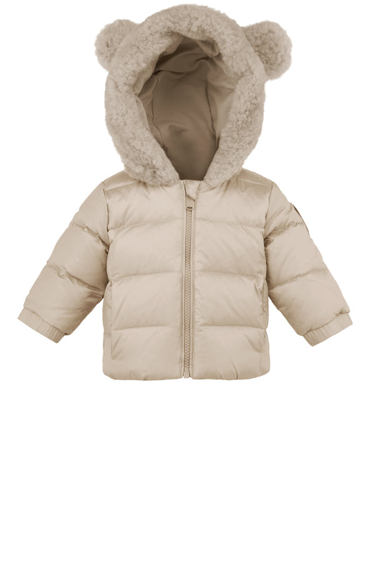 Hooded Baby Down Jacket With Ears - Crystal Gray