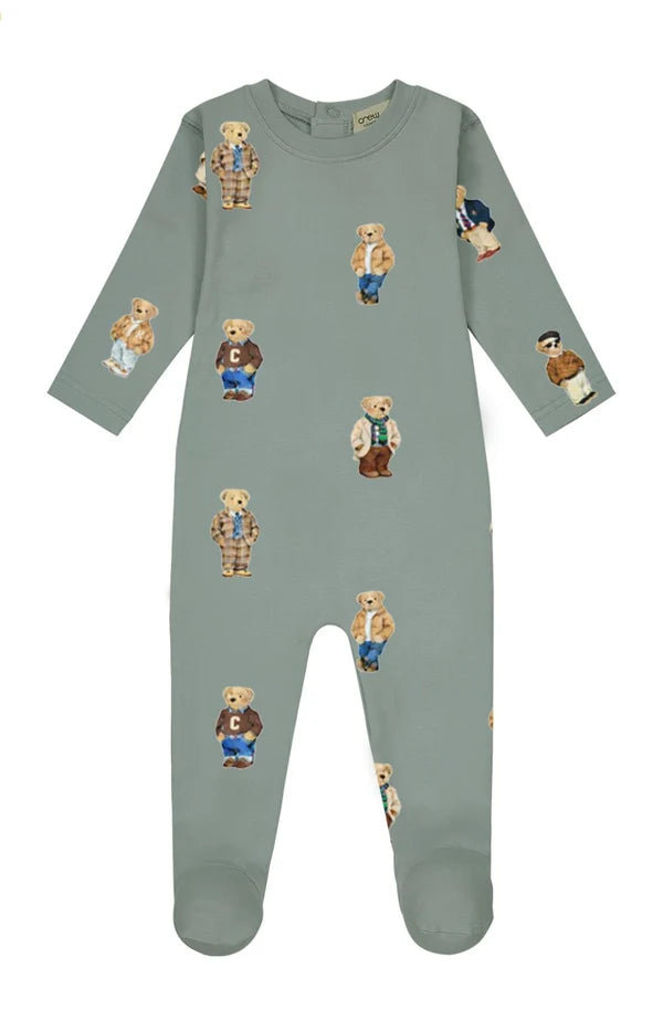 Teddy Pattern Lounge Footie - Jade
