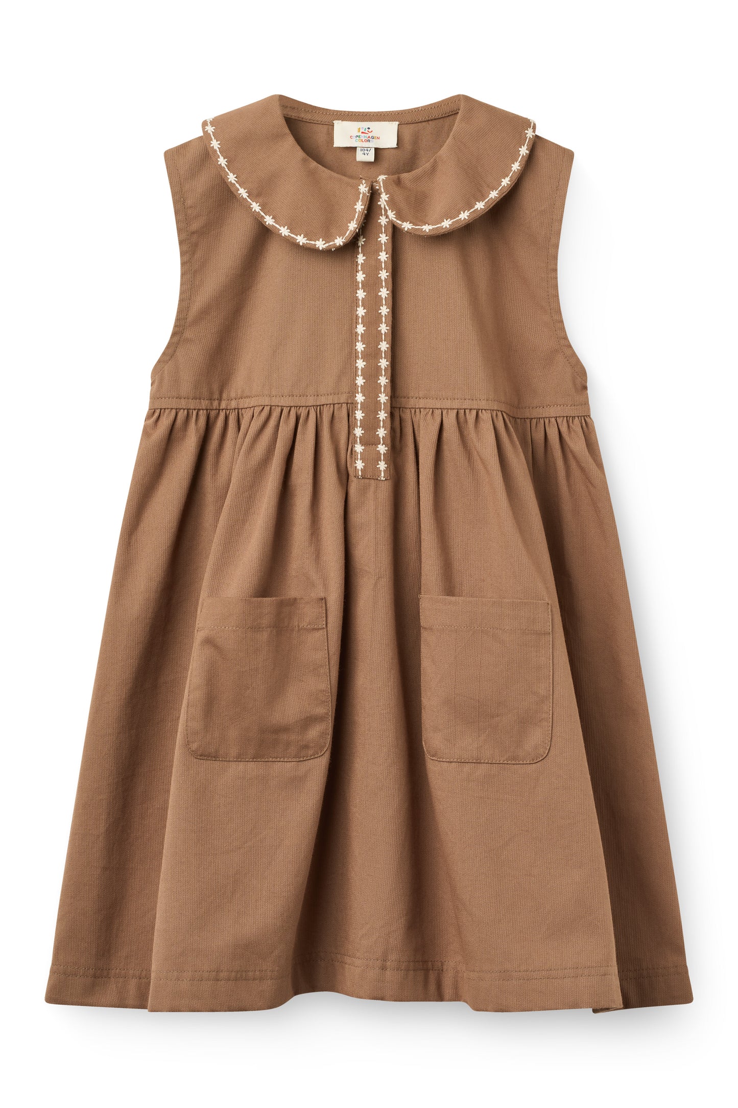 Collar Dress W. Embroidery And Pockets - Walnut