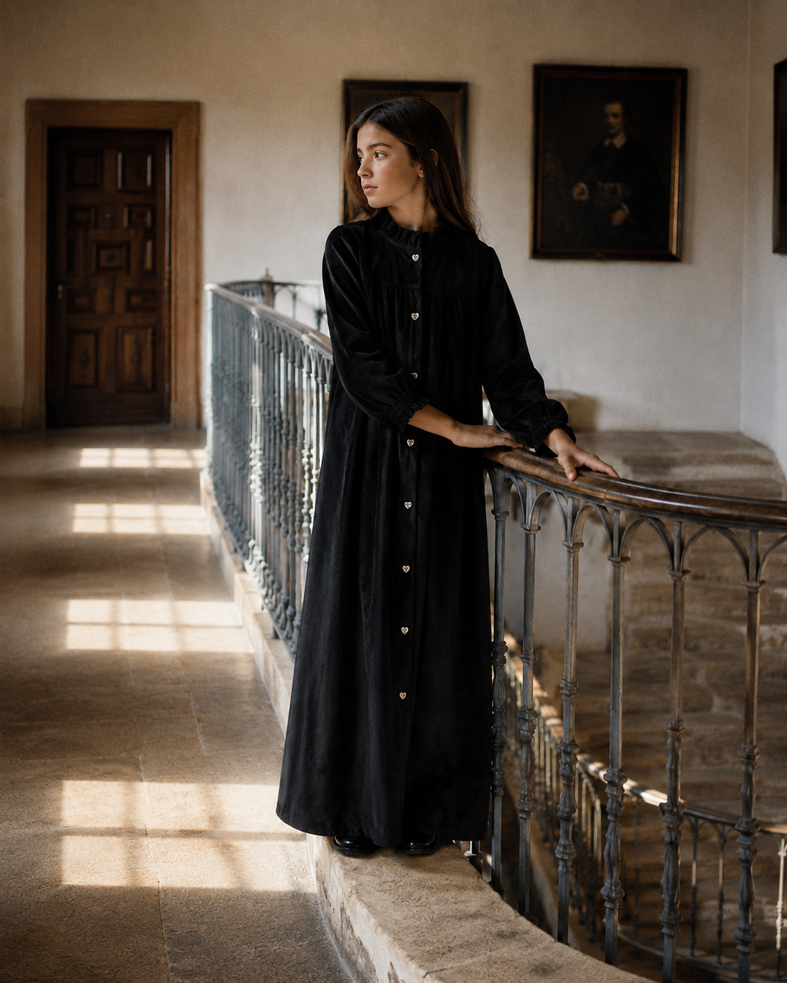 Isla Maxi Velvet Ribbed Dress - Black