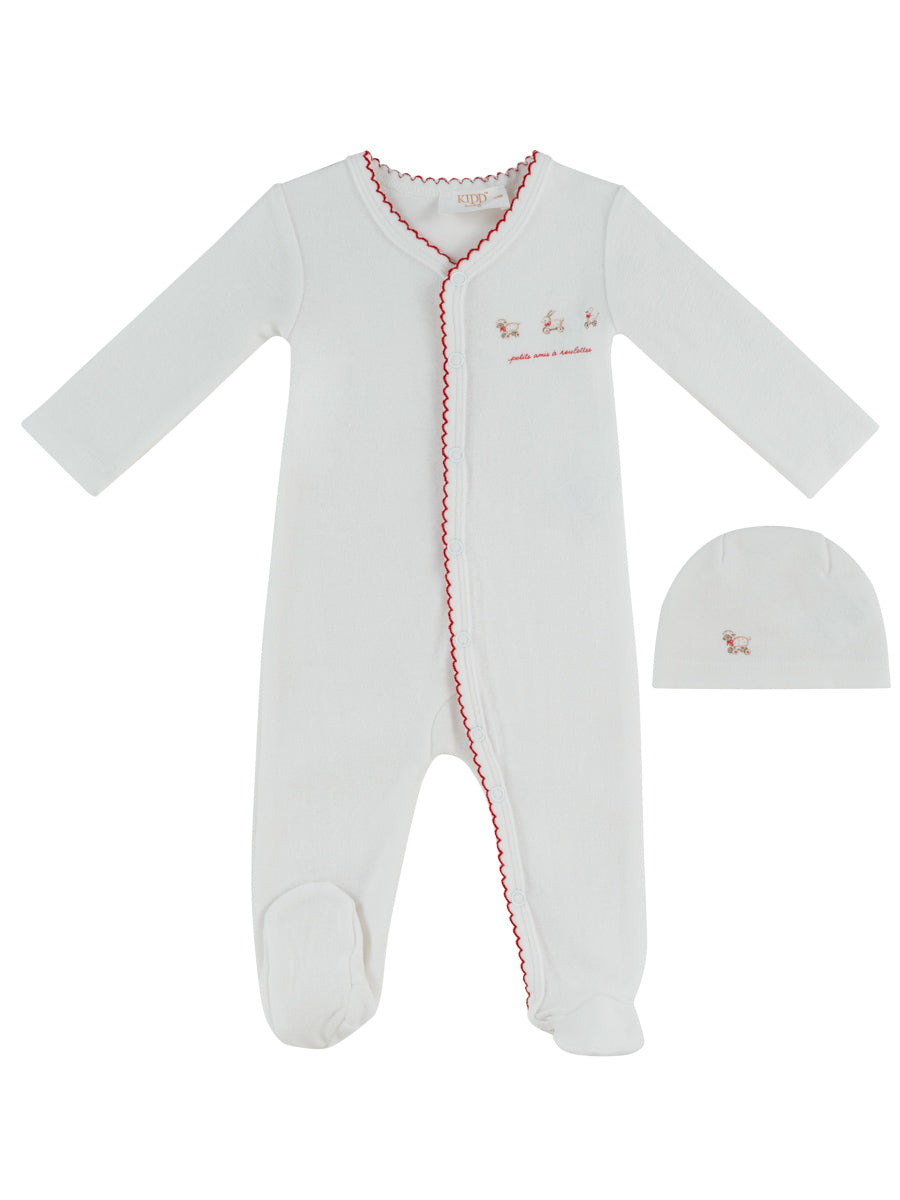 Terry Footie & Hat Set - Red
