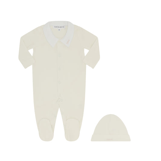 Petite Velour Footie Gift Set - Ivory/Pink