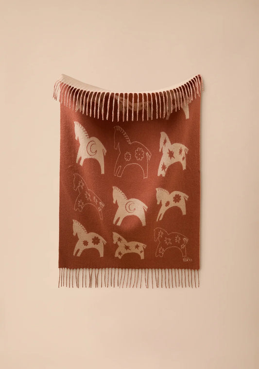 Lambswool Baby Blanket - Rust Gallop