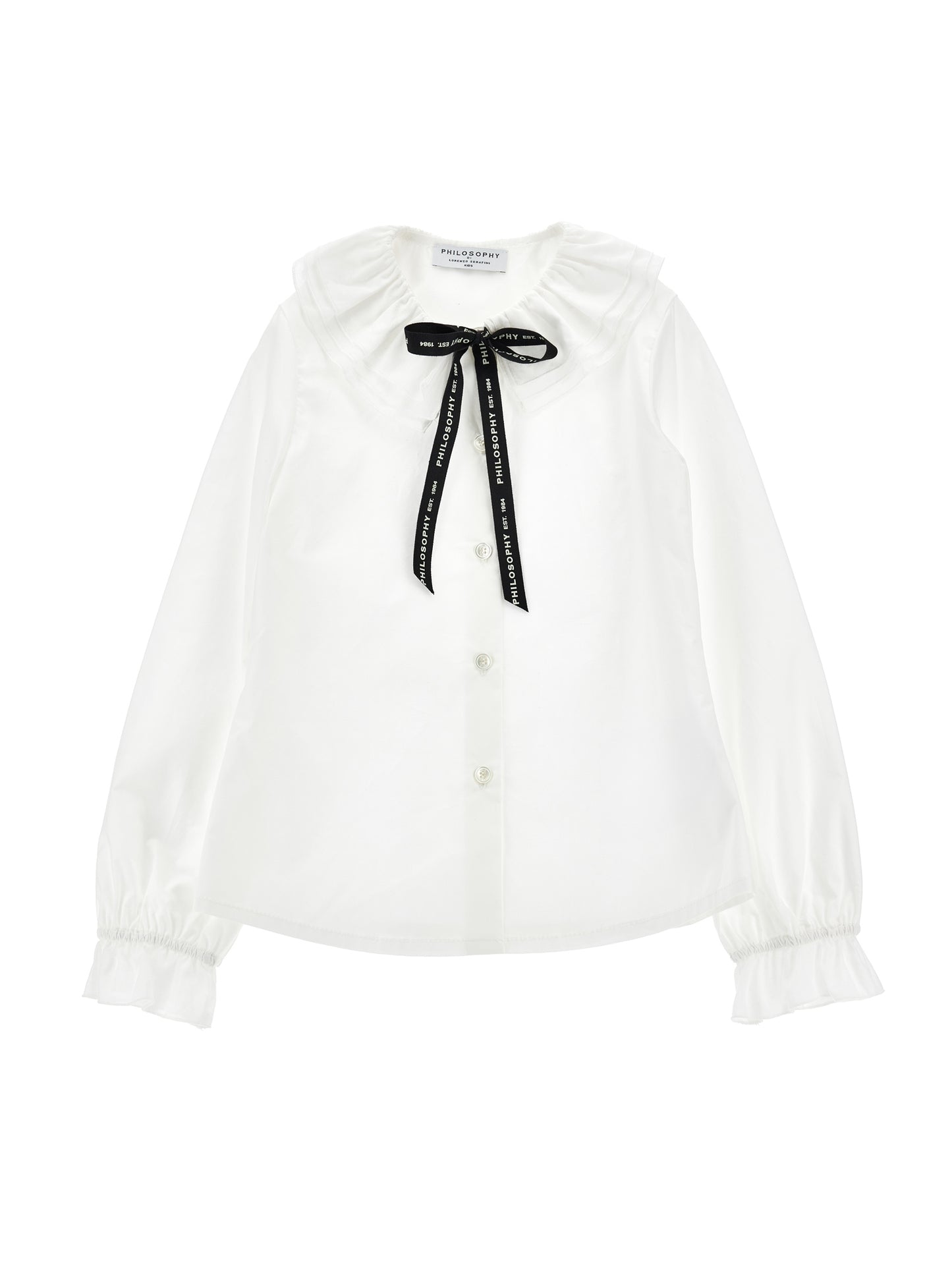Button Up Shirt With Logo Ribbon Tie - Panina/Nero