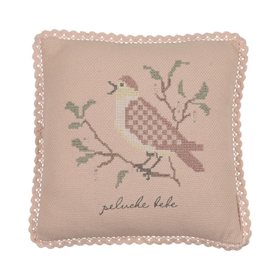Cross Stitch Knit Pillow - Rose