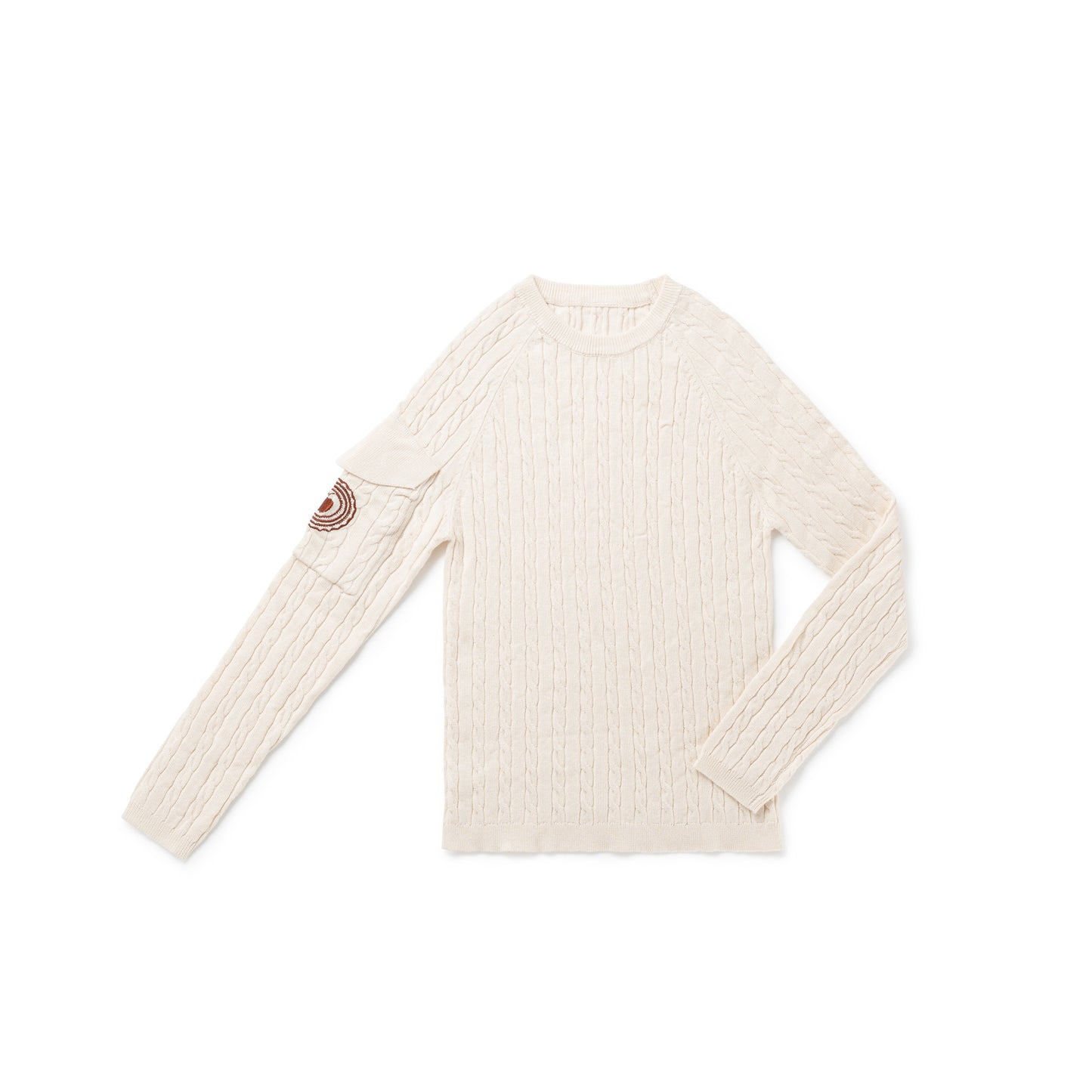 Girl Cableknit Crew — Ecru-kids